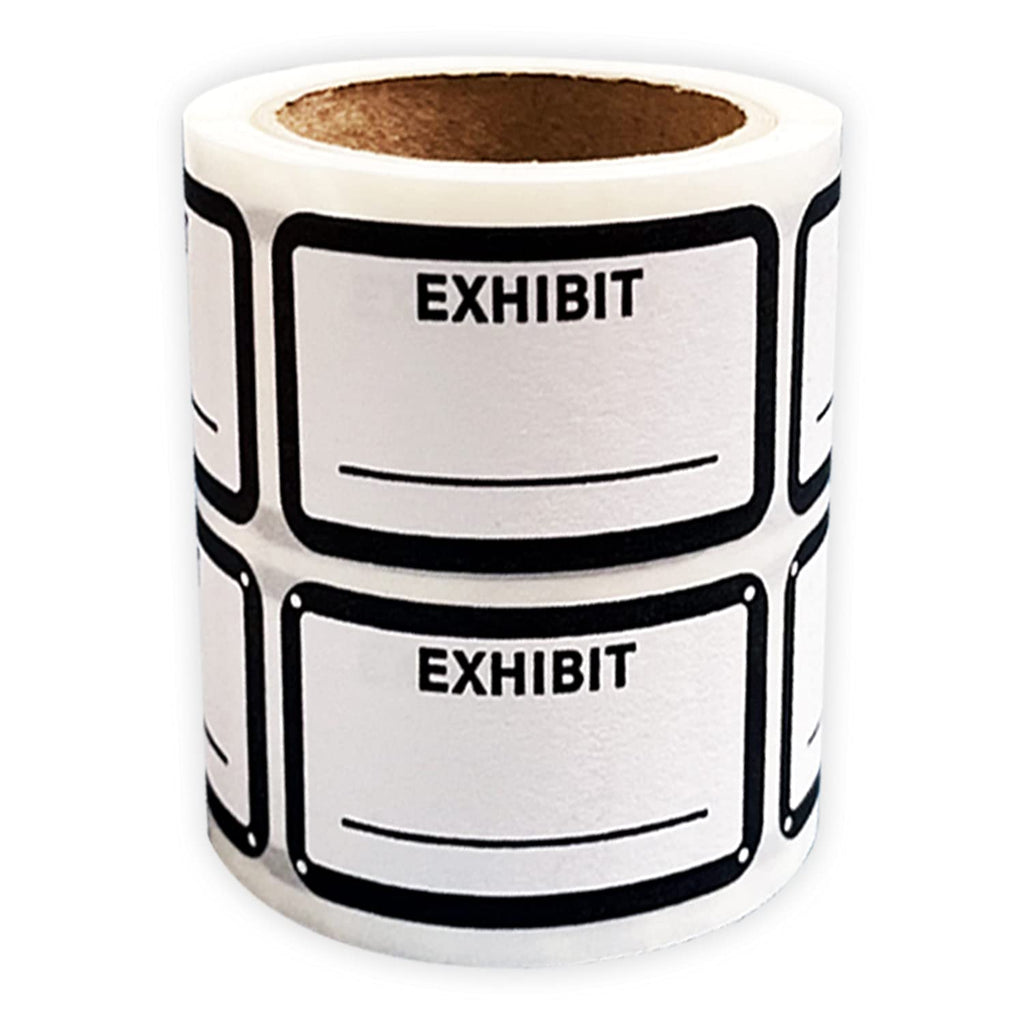 Legal Exhibit Labels, White Label 1.65 x 1 Inch, Writing Paper, Easy to Mark - 248 Pcs/Roll - Great for Court Report Evidence