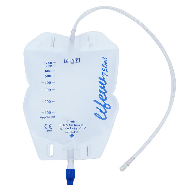 Lifevv 3 Pack Urine Drainage Bag, Nephrostomy Bag with Twist Drain Valve, 20'' Silicone Tube and Cloth Backing (750ML)