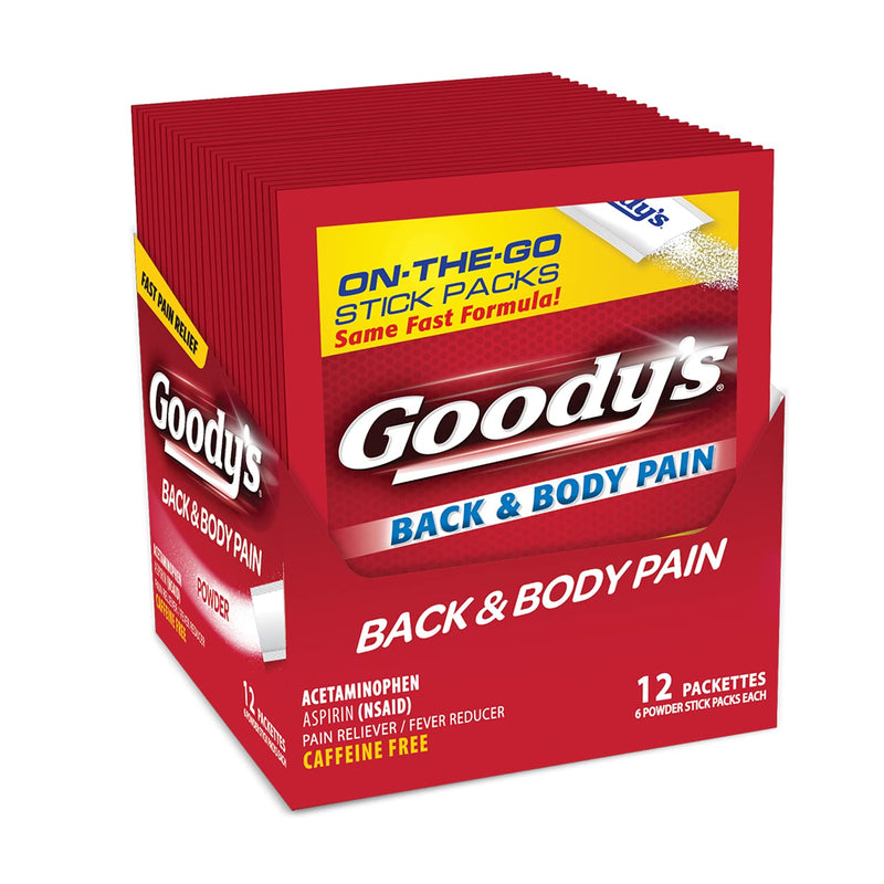 Goody's Back and Body Pain Relief Powder, 6 Powder Sticks, 12 Pack Pack of 12
