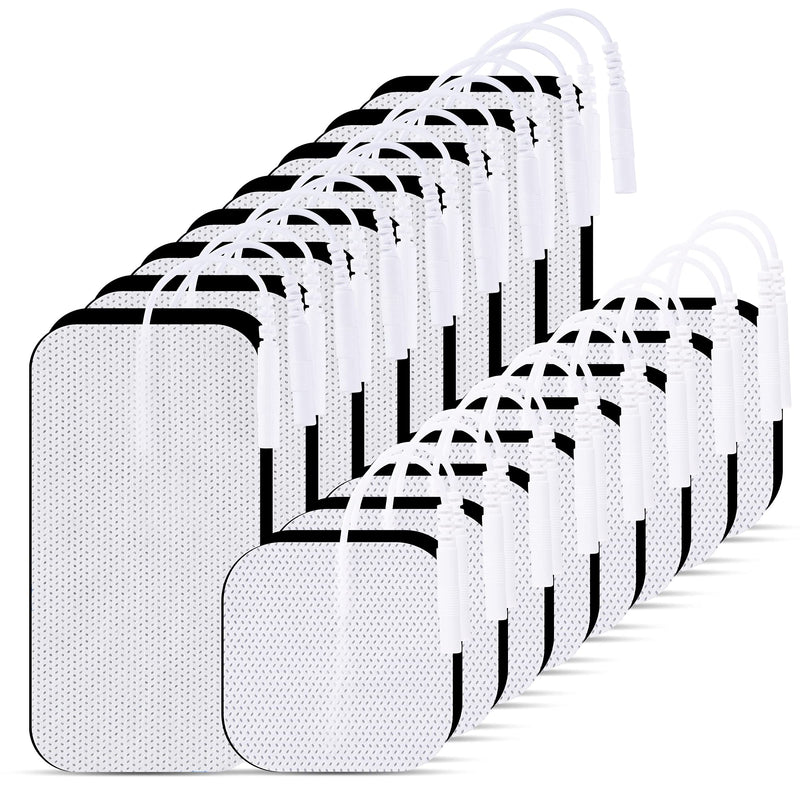 LYINIE TENS Unit Pads 32pcs Reusable Replacement Electrode Patches for Electrotherapy (2"x2" 16pcs, 2"x4" 16pcs)