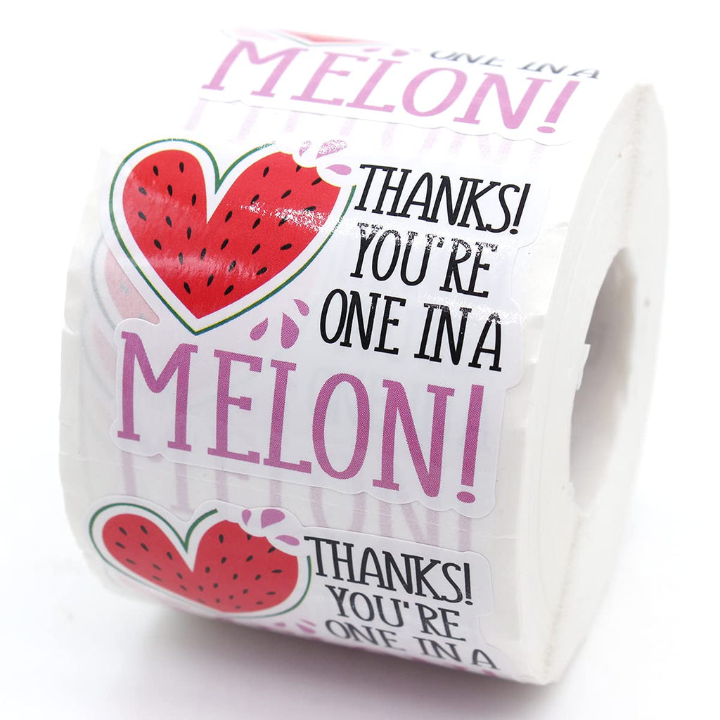 Littlefa 1.5” Thank You’re One in a Melon with Melon Design Stickers,Thank You Stickers,Bakeries Stickers,Handmade Stickers,Small Business Stickers, Envelopes Stickers, Gift Bags Packaging 500 PCS