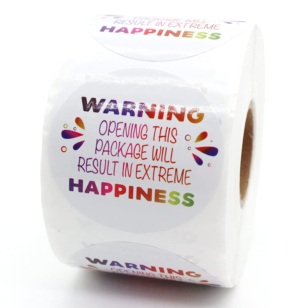 Littlefa 1.5” Warning Opening This Package with Rainbow Design Stickers,Thank You Stickers,Bakeries Stickers,Handmade Stickers,Small Business Stickers, Envelopes Stickers, Gift Bags Packaging 500 PCS L074 Warning Rainbow - S