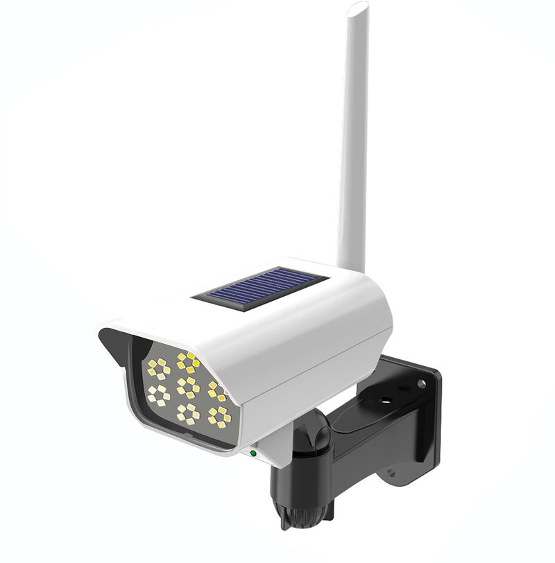 Solar Powered Fake Security Camera, Dummy Simulated CCTV Surveillance System with LED PIR Motion Sensor Detection Light for Indoor Outdoor Home, Office, Shop, Garage (No Rmote Control)