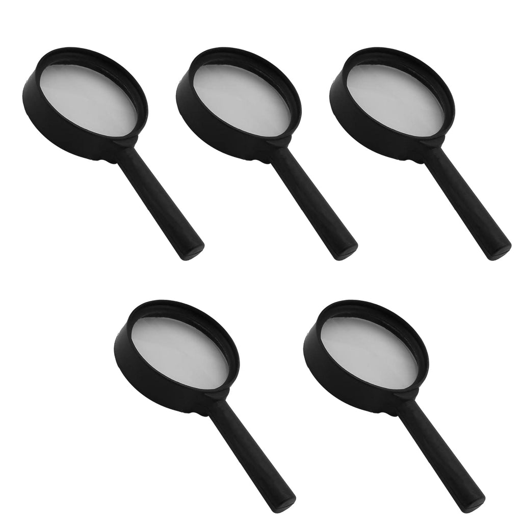 Bettomshin 5Pcs Magnifying Glass 40mm Dia 10X Handheld Round Magnifier Glass Lens Tool with Plastic Handle for Reading Black Tone 10X/40mm 5pcs