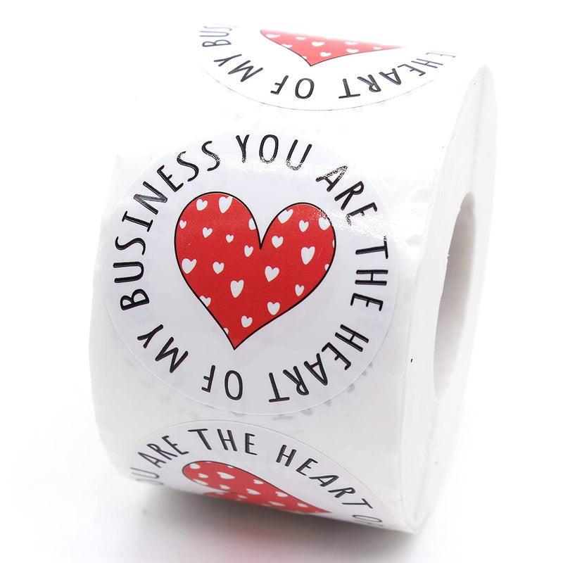 Littlefa 1.5” You are The Heart of My Business with Love Design Stickers,Bakeries Stickers,Handmade Stickers,Small Business Stickers, Envelopes Stickers, Gift Bags Packaging 500 PCS