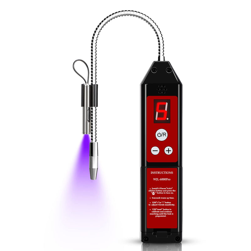 Aprvtio Refrigerant Leak Detector with LED Light, Halogen Leak Detector Freon Gas Leakage Tester HVAC Air Condition R22 R410A R134A R1234YF CFCs HCFCs HFCs Indicator WJL-6000PRO 2021 Upgrade WJL-6000PRO-UV