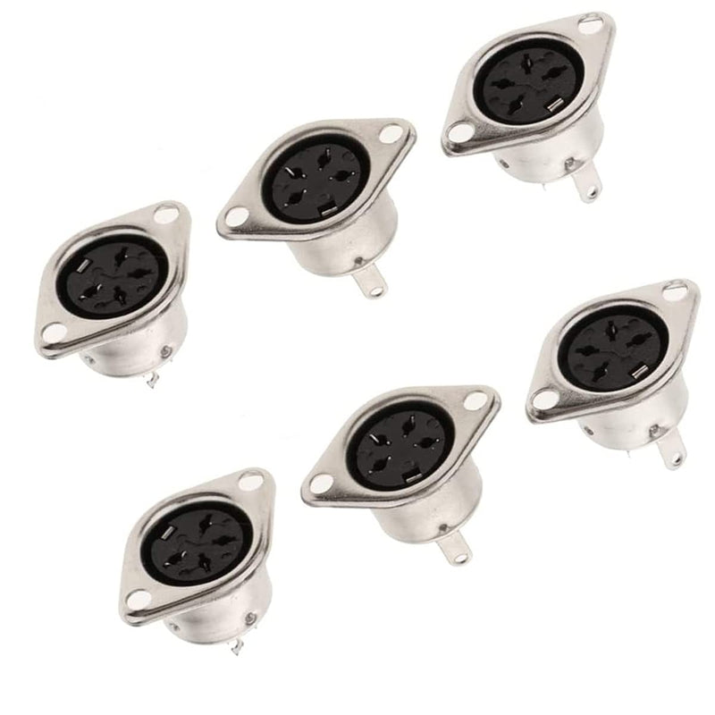 jing 4Pin DIN Female Jack Socket Connector Panel Mount Chassis Audio 2 Hole Soldering Din Jack Socket 6 Pcs 4 Pin