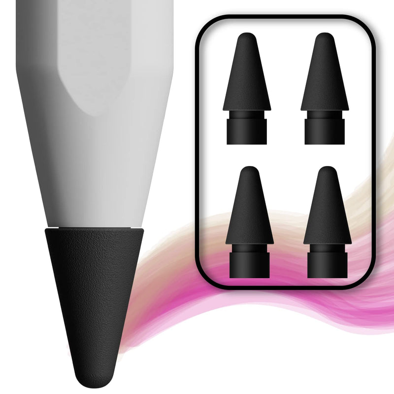 IFELI Normal All-in-One Silicone Tip Replacement for Apple Pencil (4 pcs 1 Set) | Silicone Pen Nibs for iPad Pencil | (4pcs Black) 4pcs Black