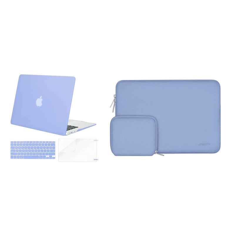 MOSISO Compatible with MacBook Air 13 inch Case 2010-2027 Rlease A1369 A1466, Plastic Hard Shell Case&Neoprene Sleeve Bag with Small Case&Keyboard Cover&Screen Protector, Serenity Blue