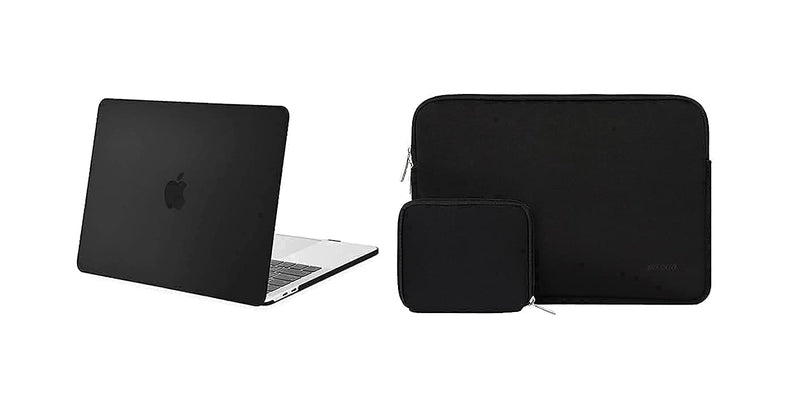 MOSISO Compatible with MacBook Pro 13 inch Case 2016-2020 Release A2338 M1 A2289 A2251 A2159 A1989 A1706 A1708, Plastic Hard Shell Case & Neoprene Sleeve Bag with Small Case, Black