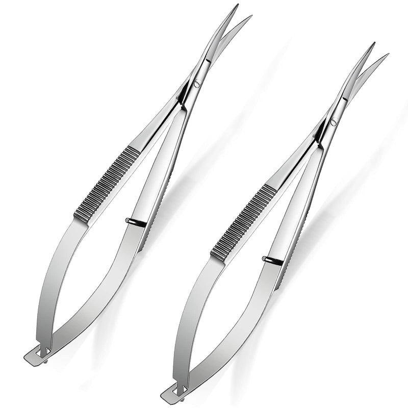 Shynai 2 Pieces 4.7 Inch Embroidery Sewing Scissor Spring Action Scissor Thread Stainless Steel Cutting Scissor Eyebrow Trimming Scissor (Silver) Silver