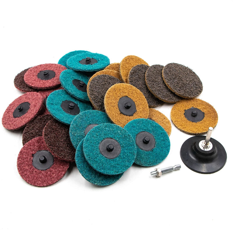 31Pcs 3" Surface Conditioning Disc, Crossarctic Quick Change Sanding Discs with 1/4" Shank Holder for Die Grinder Prep Strip Grind Polish Finish Burr Rust Paint Removal 3" Surface Sanding Disc
