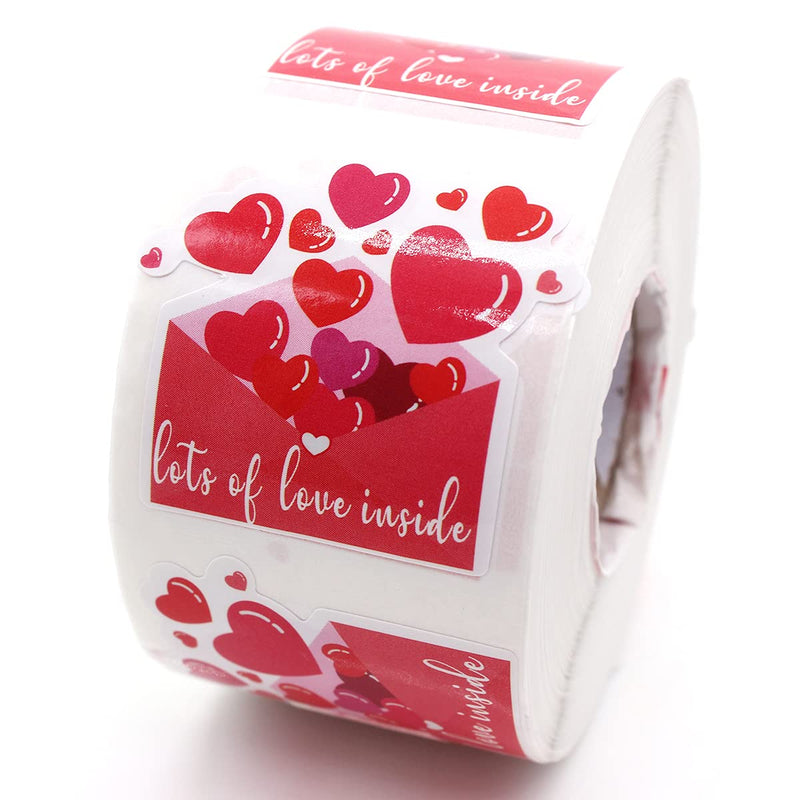 Wailozco 1.5'' Lots of Love Inside Stickers , Thank You Stickers,Handmade Stickers,Business Stickers,Envelopes Stickers for Online Retailers,Handmade Goods,Small Business,500 Labels Per Roll