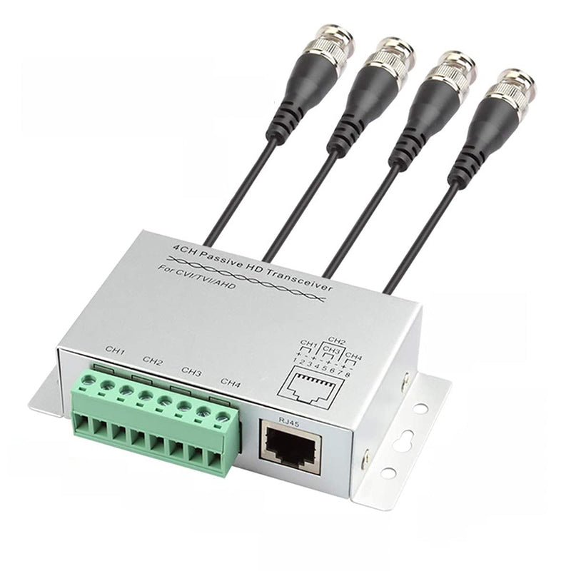 BeElion 4-CH Passive Video Balun HD Transceiver with BNC Connector Cable,BNC to Cat5/5E/6 RJ45(T568B) UTP Cable Converter for 720P/1080P HD-CVI/TVI/AHD CCTV Camera
