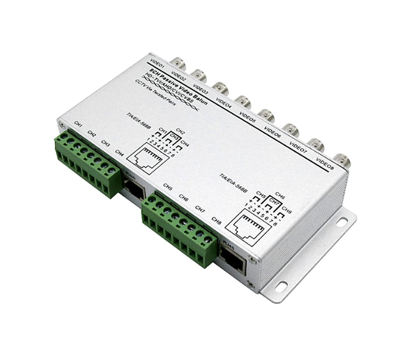 BeElion 8-CH UTP 720P/1080P HD Passive Video Balun Transceiver, BNC to Cat5/5E/6 RJ45(T568B) UTP Cable Converter Video Transmitter for HD-CVI/TVI/AHD CCTV Surveillance Camera