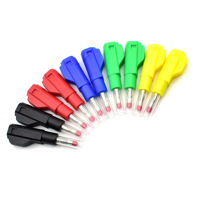 5Colors Retractable Sheath 4mm Banana Plug Male Stackable Wire Solder DIY Connectors Adapter for Electrical Testing 10Pcs 5 Colors