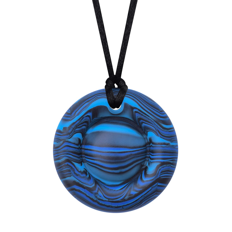 Munchables Sensory Bubble Popper Chew Necklace and Fidget Toy Combination for Kids and Adults (Wavy Navy) Wavy Navy