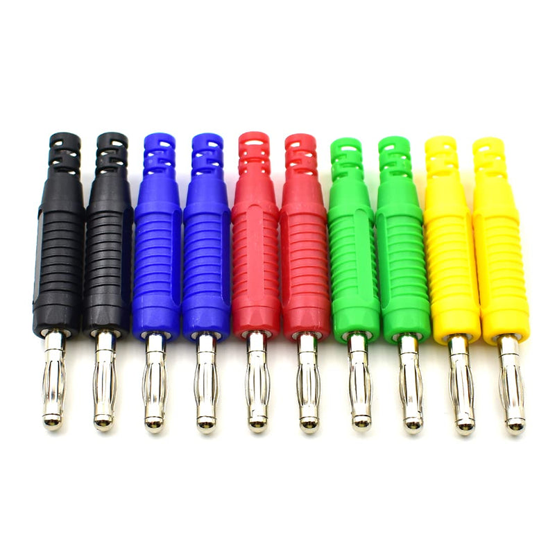 5Colors 4mm Banana Plug Solder DIY Male Connectors Adapters for Multimeter Test Leads Electrical Testing-10Pack 5Colors