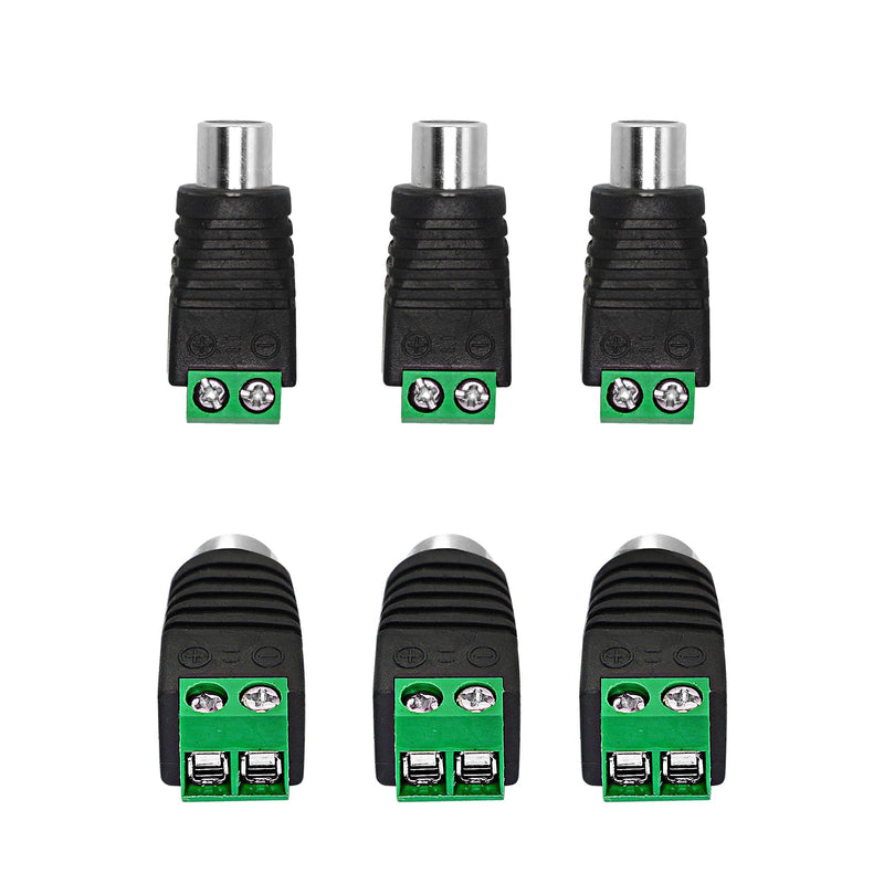 PNGKNYOCN RCA Cable Audio Adapter RCA to AV Screw Terminal Connectorï¼ŒRCA Solderless Adapter Converter Connectors RCA Female Plug Connectors (6-Pack)