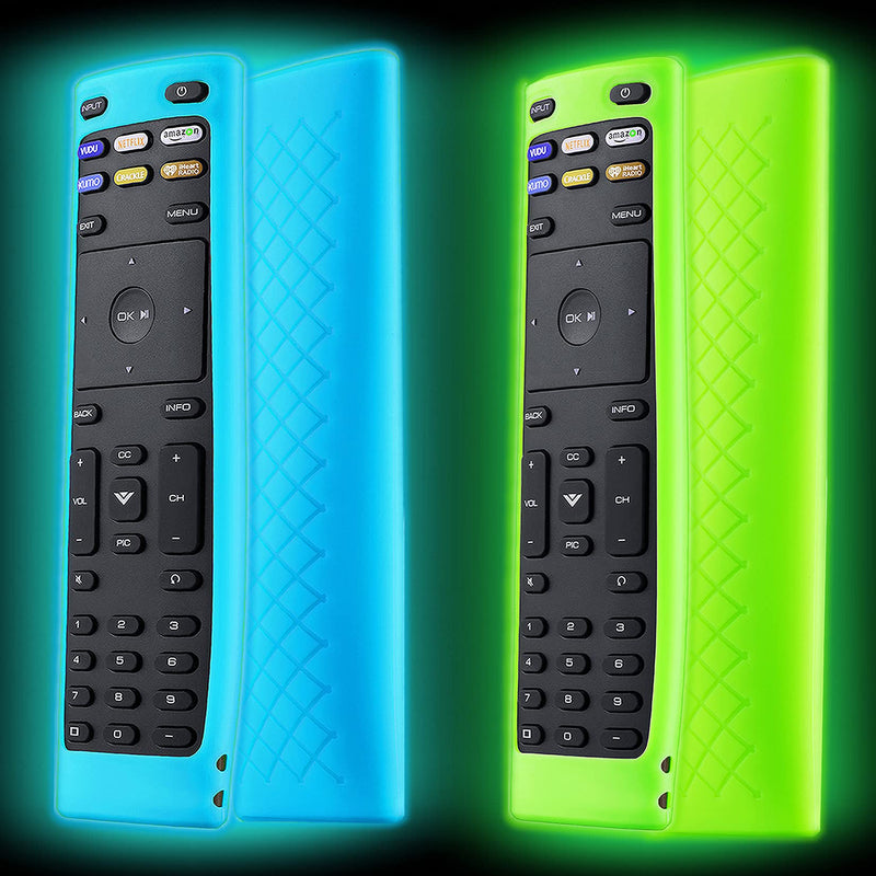 Remote Case for Vizio XRT136, Vizeo Remote Cover for Vizio TV Control, Video Remote Control Silicone Cover, Universal Controller Replacement Sleeve Skin Glow in The Dark 2 Pack
