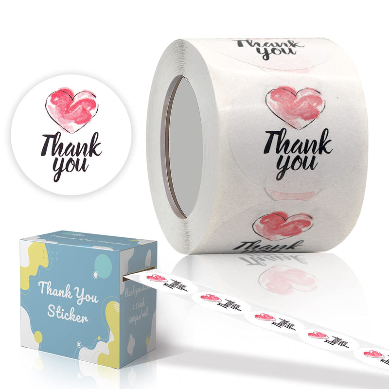 Hion Thank You Stickers Small Business 1.5 Inch for Envelope Label Stickers Wedding Gift Packaging Shipping Bags Baking Packaging Handmade Goods Business Greeting Cards 500 Lables Per Roll Love