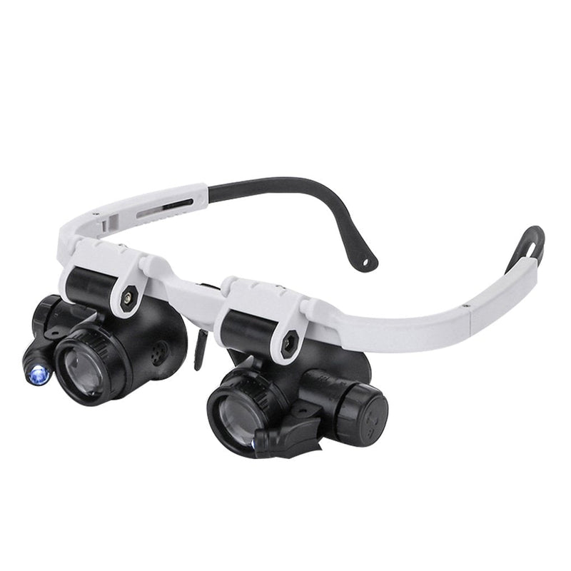 Headband Magnifier with 2 LED Lights Hands Free Jeweler Magnifier Headset Magnifier Head Mount Magnifier 8X 15X 23X Dual-Lens Eye Loupe Magnifier for Electronics Jeweler Watch Repair Work Reading Black