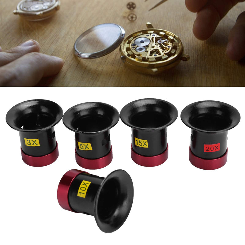 5Pcs Aluminum Alloy Magnifying Glasses, Watch Repair Glass Lens Magnifier Loupe Accessory Magnifying Glass For Watchmakers Eye Loupe Glass Tools
