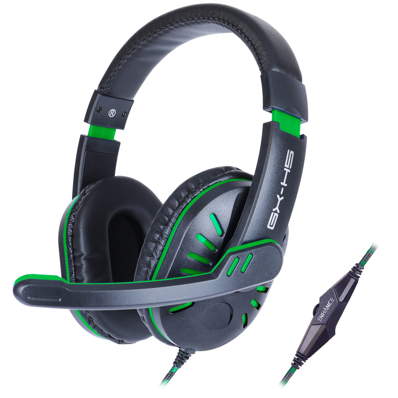 ENHANCE GX-H5 Gaming Headset with Microphone - Gaming Headset for PS4, PS5, Xbox, PC, Switch with Adjustable Headband, Volume Controller, USB Sound-Isolating Earcups, Splitter Cable (Green) Green