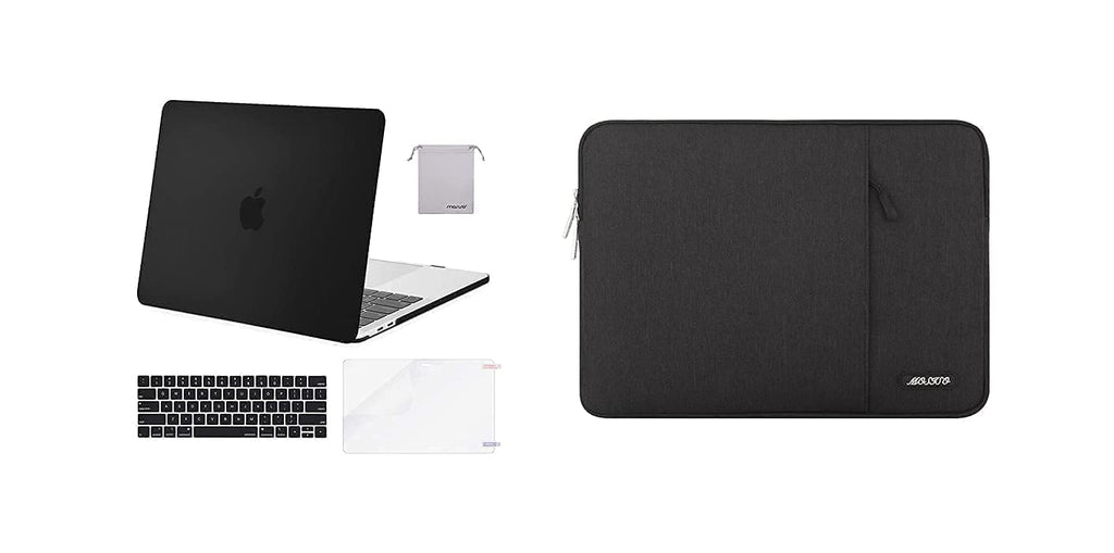 MOSISO Plastic Hard Shell Case & Water Repellent Vertical Sleeve Bag Compatible with MacBook Pro 13 inch 2020 2019 2018 2017 2016 Release A2338 M1 A2289 A2251 A2159 A1989 A1706 A1708, Black