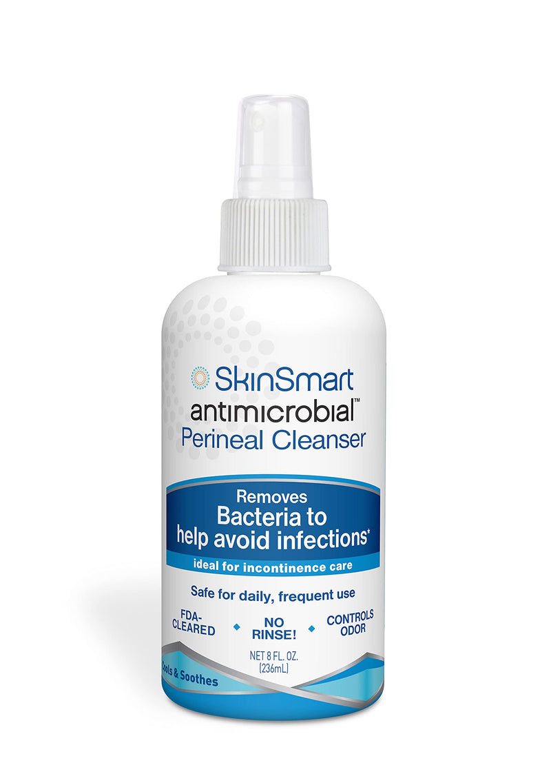 SkinSmart Antimicrobial Perineal Cleanser, Ideal for Incontinence Care and Postpartum, Removes Bacteria, 8 oz Spray