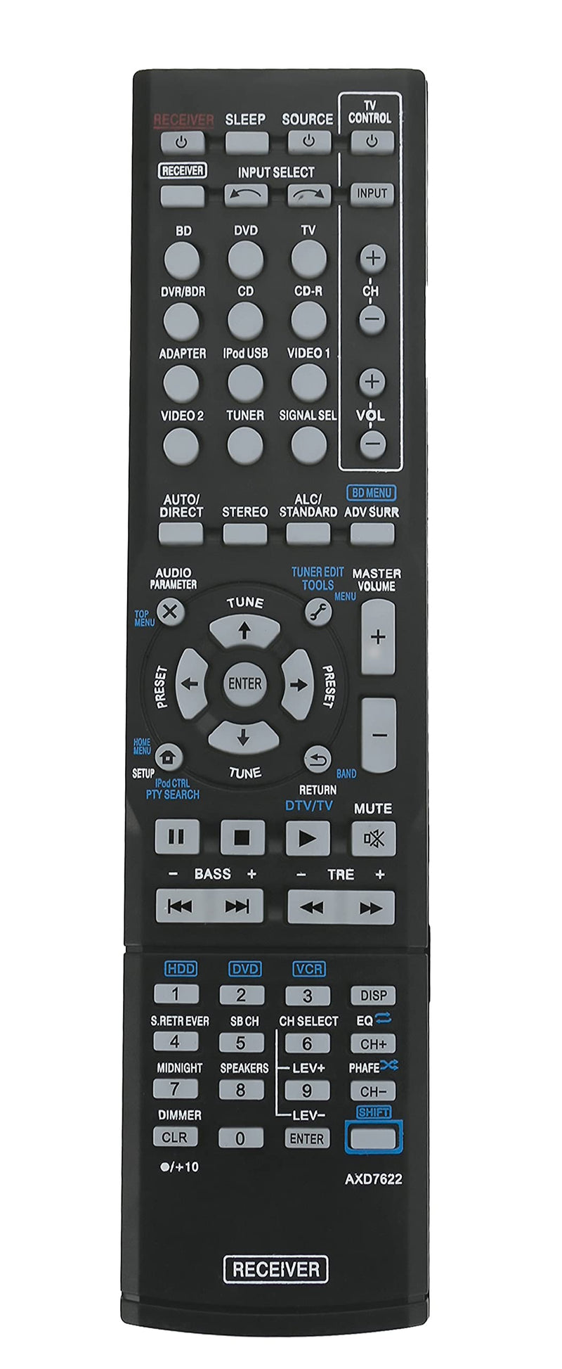 AXD7622 Replaced Remote Compatible with Pioneer AV Receiver VSX-321 VSX-321K-P VSX-420-K VSX-421 VSX-519-V VSX-519V-K VSX-520 VSX-520-K VSX-521 VSX-521-K VSX-522 VSX-522-K VSX-523 VSX-523-K VSX-524