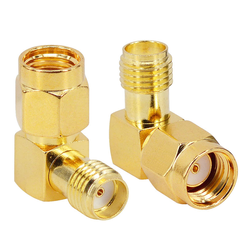 BOOBRIE SMA Female to RP SMA Male 90-Degree Adapter 2PCS