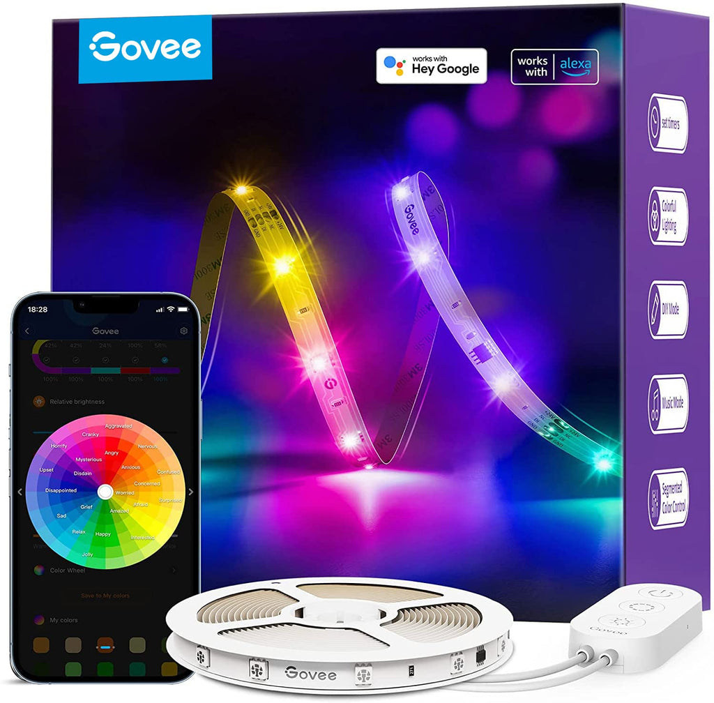 Govee RGBIC Alexa LED Strip Light 16.4ft, Smart WiFi LED Lights Work with Alexa and Google Assistant, Segmented DIY, Music Sync, Color Changing LED Strip Lights for Gaming Room, Bedroom, Cabinet, Desk