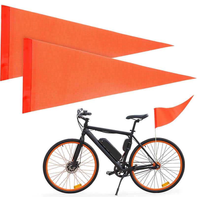 2 Pieces Replacement Safety Flag Pennant High Visibility Bike Safety Flag with Pole Tear-resistant Waterproof Bicycle Safety Flag for Children's Bicycle Electric Car Outdoor Tent (Orange) Orange