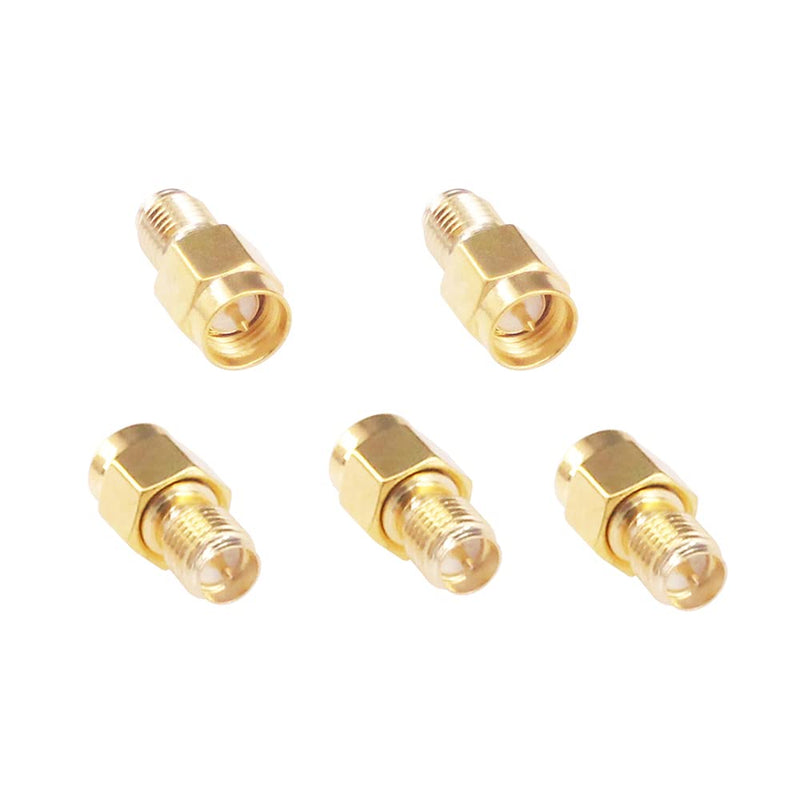 RFaha 5pcs SMA Male to RPSMA Female RF Coaxial Coax Adapter for WiFi Antenna(F95-5)