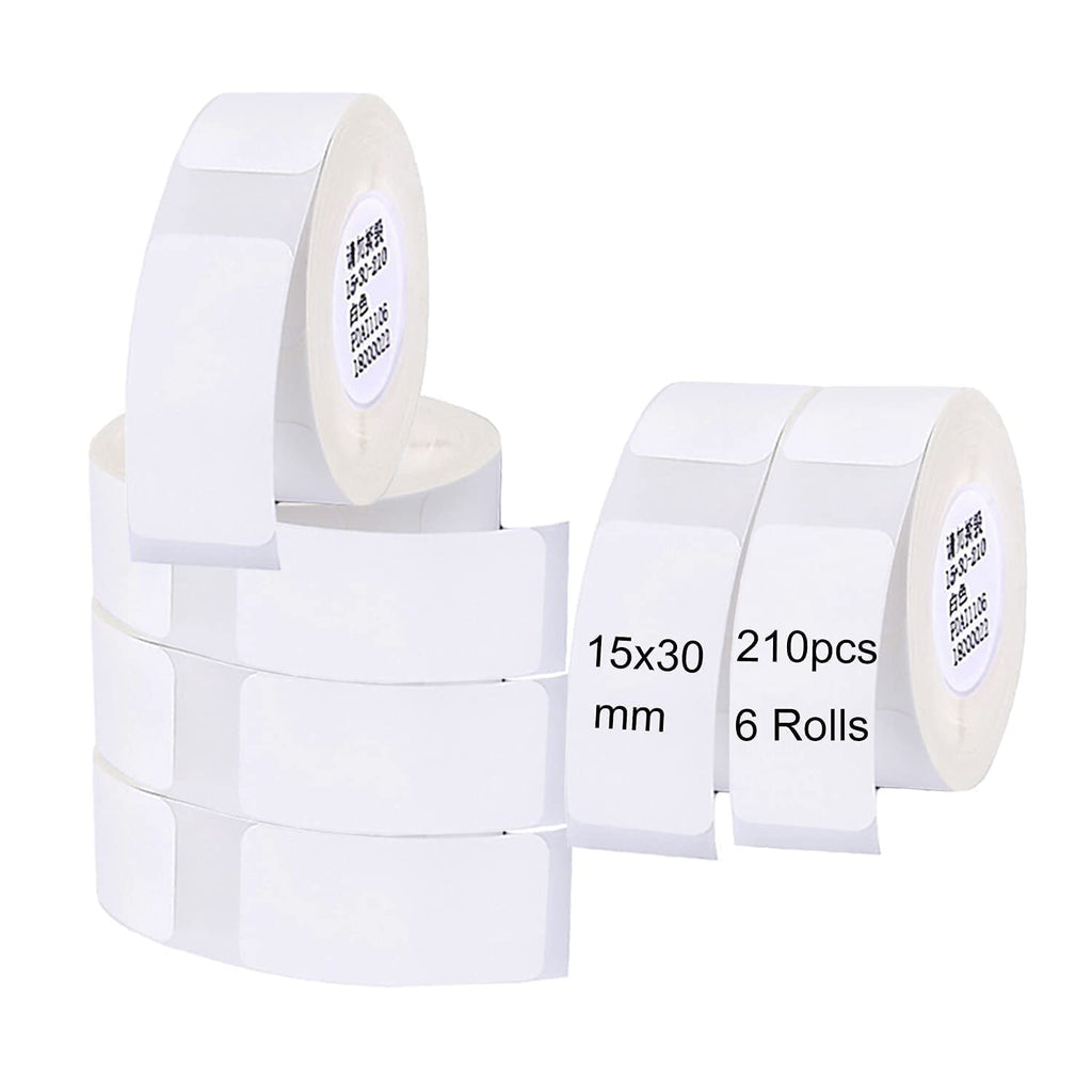 NIIMBOT D11 Labels Tape, 6Rolls 1530mm Waterproof D110 Label Maker Tape, Thermal Barcode Label Printer Paper Stickers (White) 15*30mm--whte*6