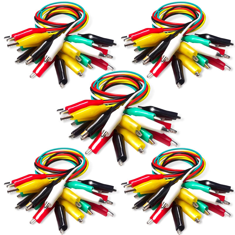 Goupchn 50PCS Alligator Clips Electrical Test Leads Dual Ended Crocodile Clips Jumper Wires for Circuit Connection Electrical Testing 5 Colors 5 Set