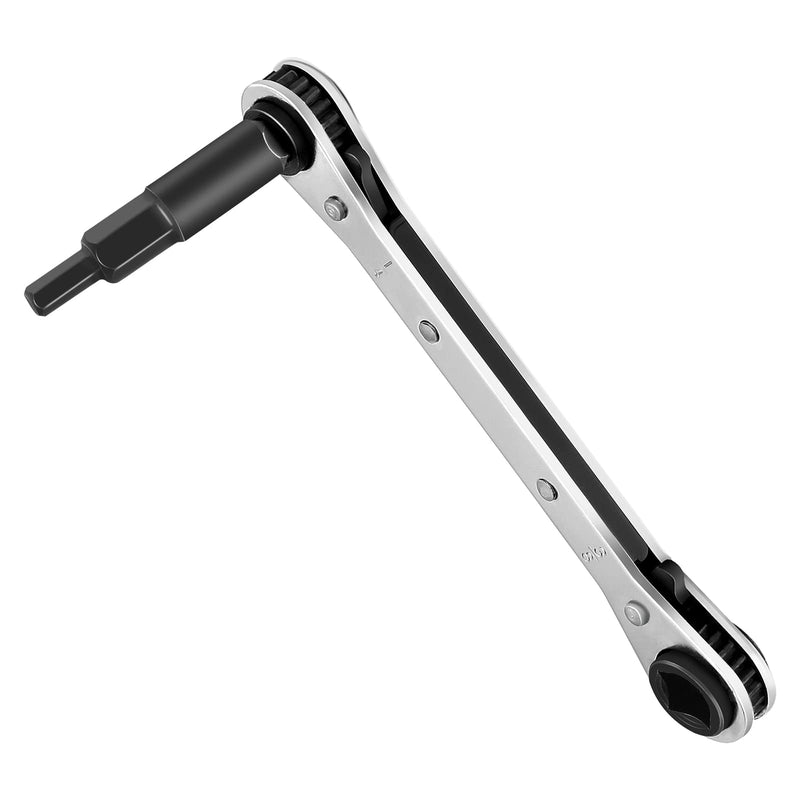 WADEO Hvac Service Wrench, 3/8” to 1/4”, 5/16'' x 1/4'' Refrigeration Service Wrench with Hex Bit Adapter for Air Conditioning, Refrigeration Equipment Repair Wrench-Carbon Steel;Adapter-Black-coating