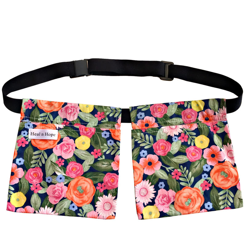 Heal n Hope Mastectomy Drain Belt Drainage Pouch Floral Print Holder Adjustable for JP Bulbs Breast Cancer Post Surgery Reconstruction Abdominal Tummy Tuck Recovery Surgical Pocket Cute Flower