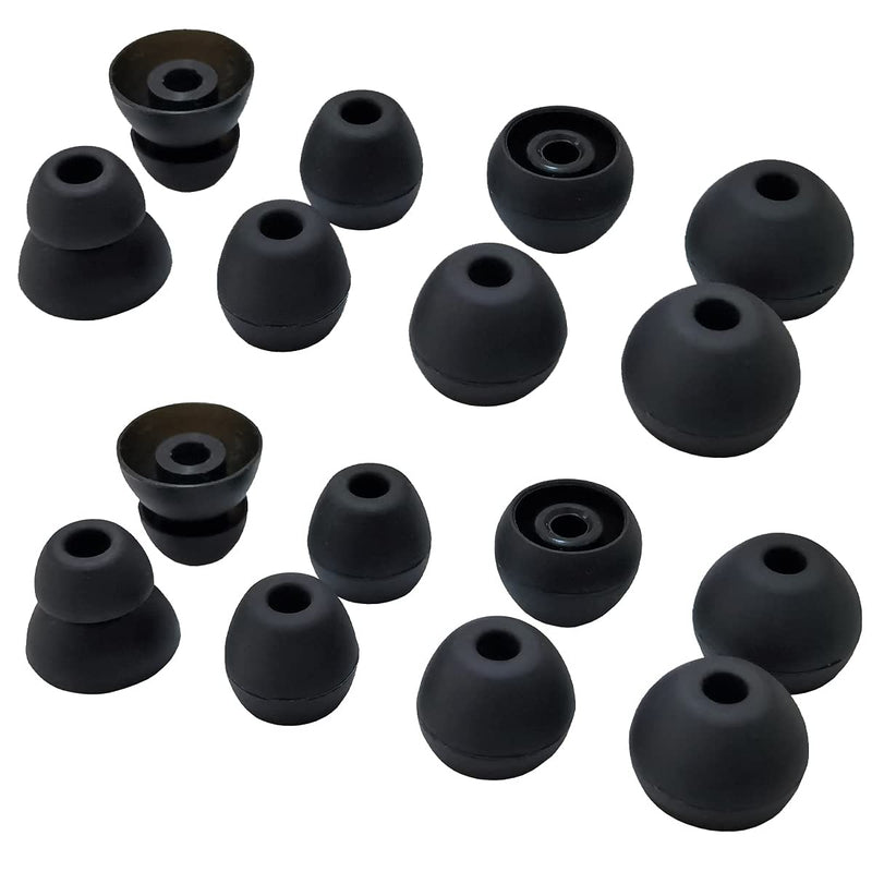 Luckvan Silicone Earbuds Tips for Beats Flex, Beats X Replacement Eartips 8 Pairs L/M/S Double Flange Rubber urBeats3 Beats Flex Ear Tips Black Silicone-Black