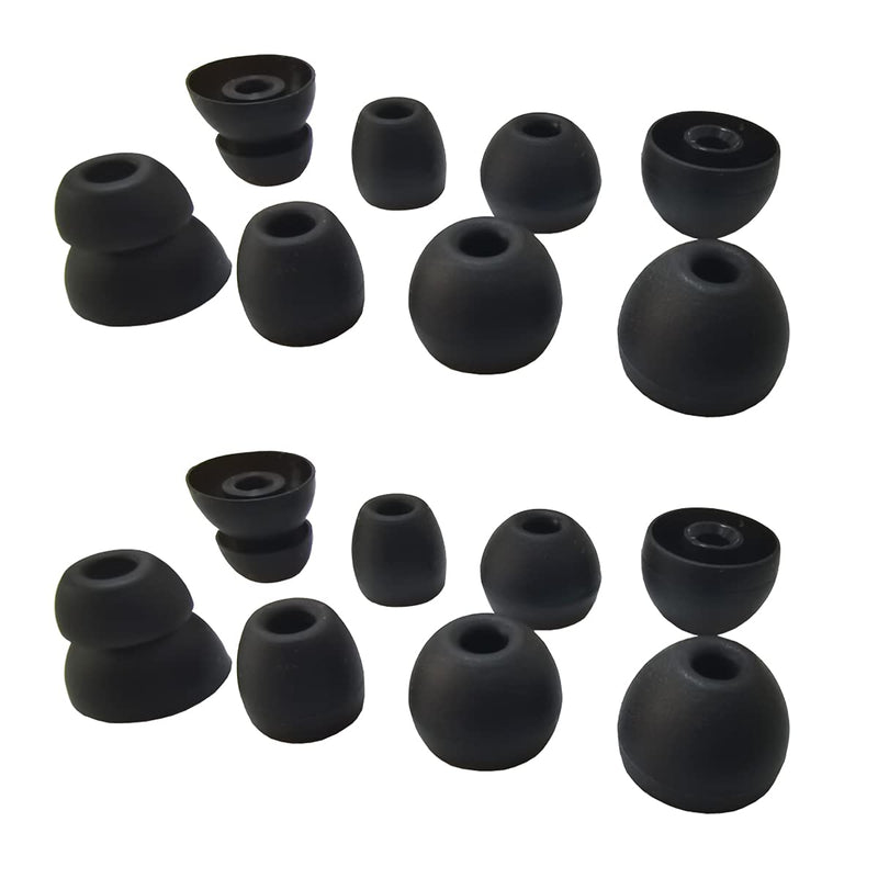 Luckvan Silicone Earbuds Tips for Powerbeats Pro, Powerbeats 2 & 3 Replacement Eartips 8 Pairs L/M/S Double Flange Rubber Powerbeats Ear Tips Silicone-Black