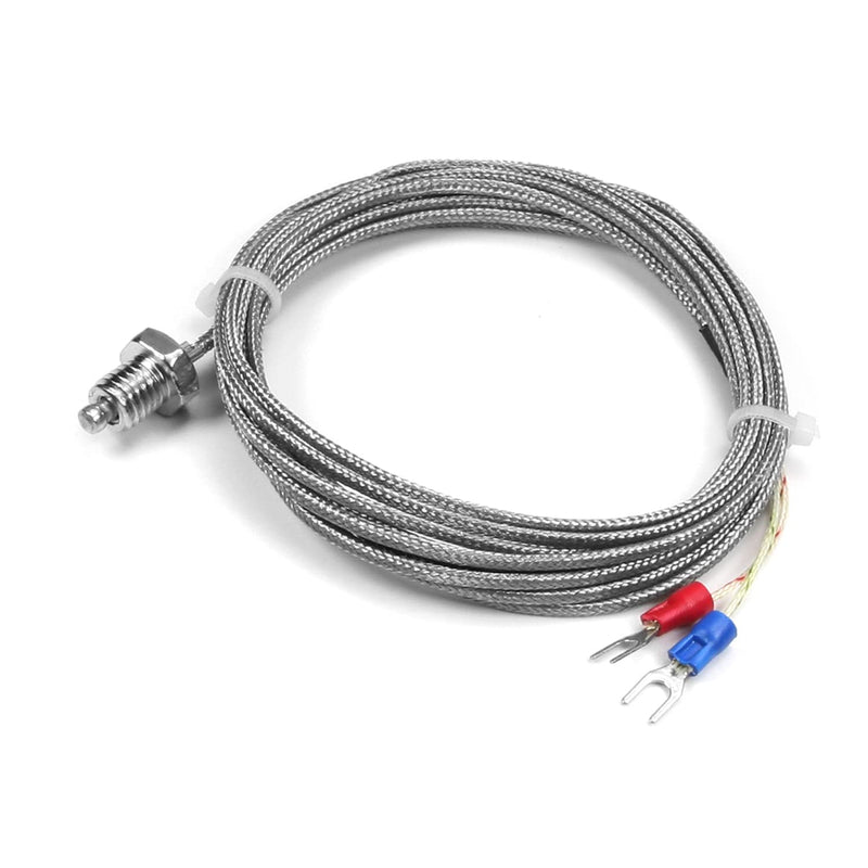 Bettomshin 1Pcs 3M/9.84Ft K-Type Thermocouple Probe, M10 Thread Temperature Sensor Cable Measure Range 0-800±1.5% ℃ K Sensor Screw Probes Silver 3M/9.84Ft Length 1pcs