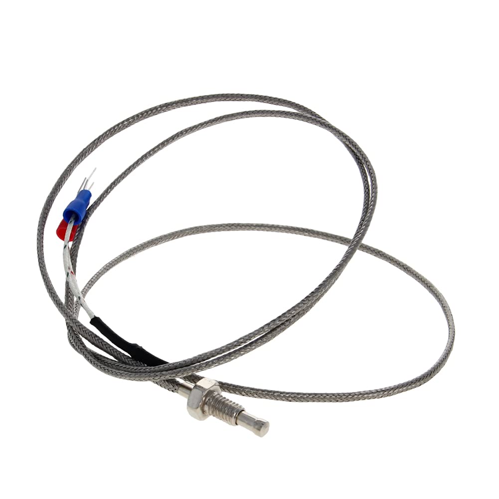 Bettomshin 2Pcs 3M/9.84Ft K-Type Thermocouple Probe, M6 Thread Temperature Sensor Cable Measure Range 0-800±1.5% ℃ K Sensor Screw Probes Silver 3M/9.84Ft Length 2pcs