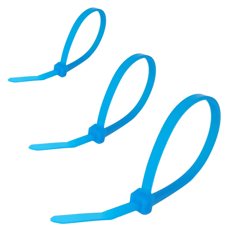 Giantlok Tefzel Cable Tie, 4 Inch Long, 0.1 Inch Wide, 18 lb. Tensile Strength, ETFE, Aqua Blue, 100 pcs, Resistant to Acid and Alkaline Corrosion.
