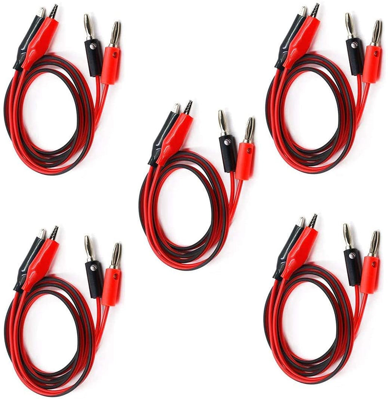 GDQLCNXB 5 Pairs Power Supply Double Alligator Clip to Banana Connector Audio Video Test Cable 1M Length