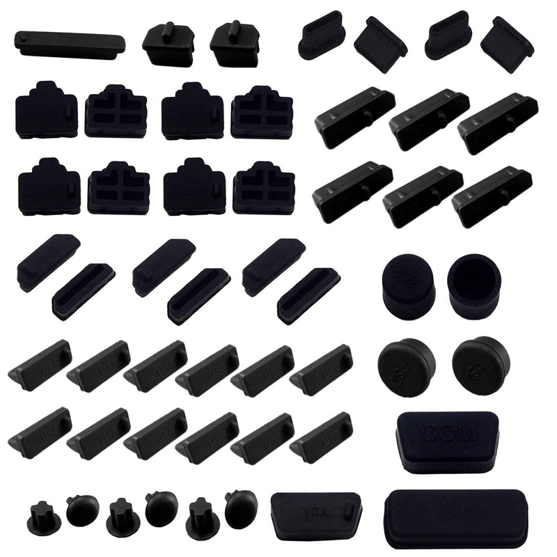 LAMPVPATH 52 PCS Anti-dust Plugs Laptop Port Dust Plugs, Commonly Used 13 Types of Laptop Computer Port Dust Covers Stoppers (52 PCS in 13 Commonly Used Types)-DO NOT Fit MacBook