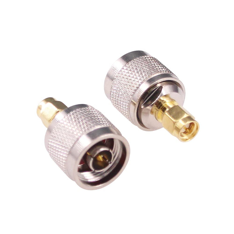 RFaha 2pcs SMA to N Coax Adapter SMA Male to N Type Male RF Coaxial Connector for WiFi(F115-2), silver and gold