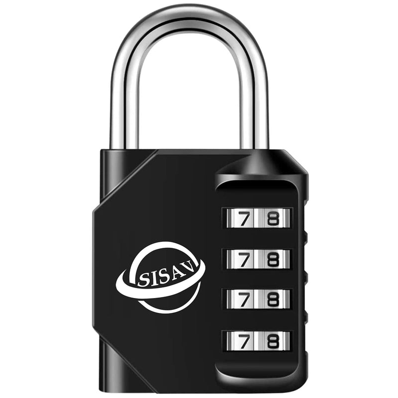 4 Digit Combination Lock,Outdoor Padlock for School Gym Sports Locker,Fence,Toolbox,Gate,Suitcase,Hasp Storage(Black) SISAV 1 Black