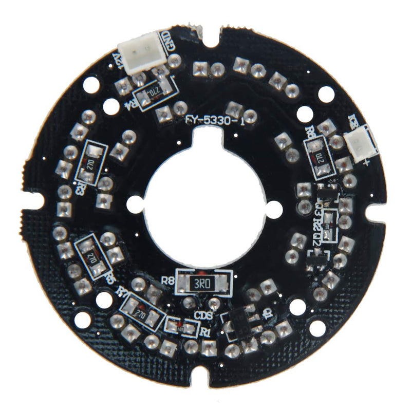 Bettomshin 1Pcs OD 2.1 Inch 30 LED IR Infrared Illuminator Board, 90 Degree Round Plate Bulb for CCTV Security Cameras Monitoring Night Vision White 1Pcsx53mmx90°