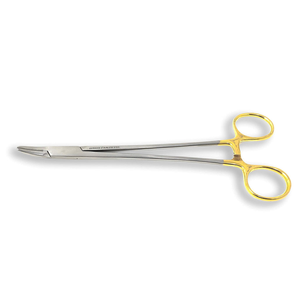 Cynamed TC Heaney Curved Needle/Suture Holder Driver with Tungsten Carbide Inserts and Gold Rings - Premium Grade Instrument (6 in.) 6 in.